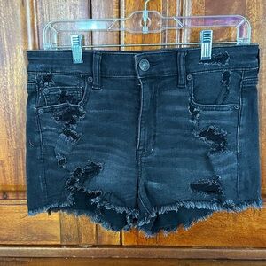 American Eagle Outfitters Black Distressed Jean Shorts